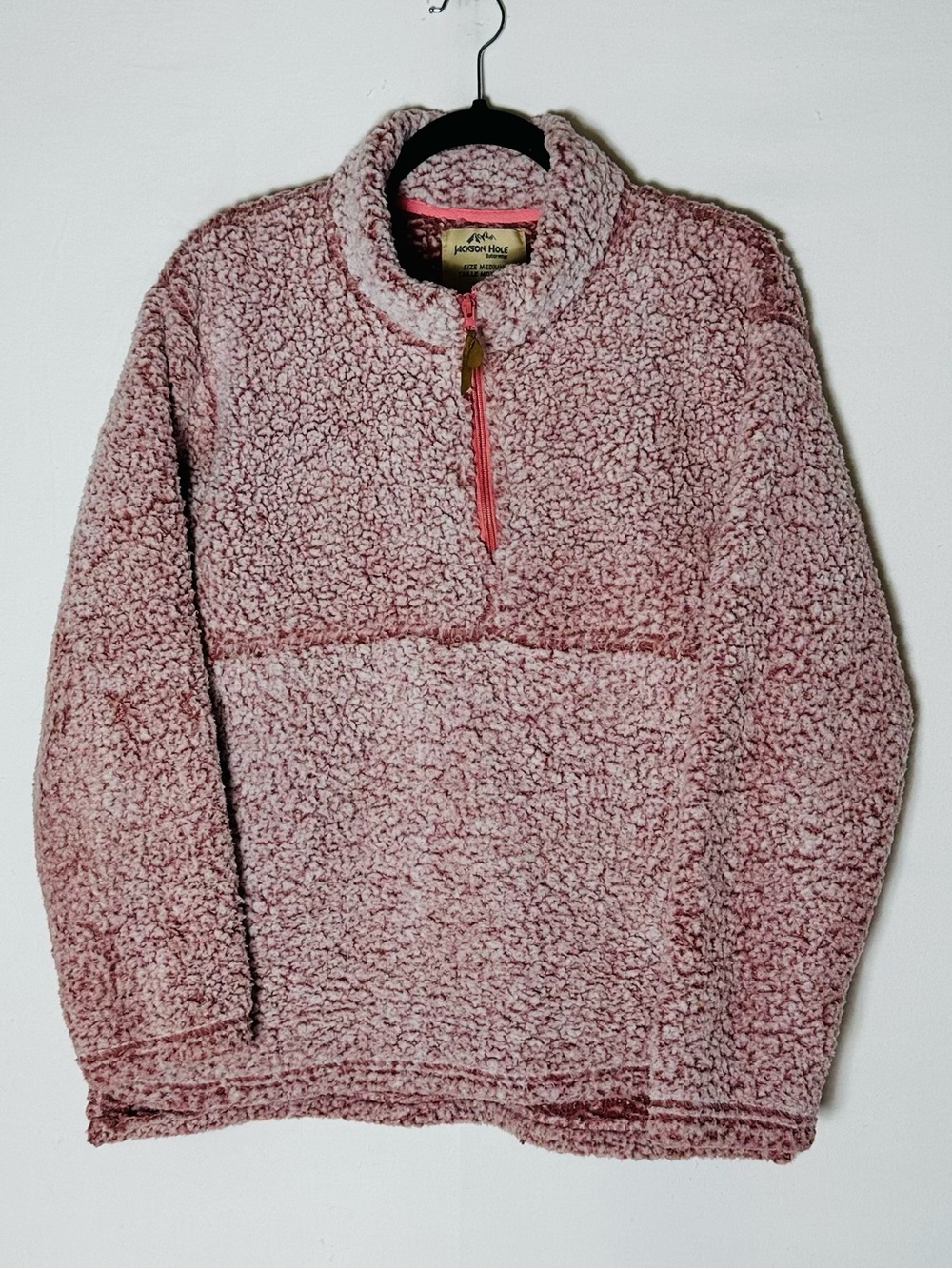 Jackson Hole Frosted Pink Pullover Sherpa M Half Zip Mock Neck Plush Fleece